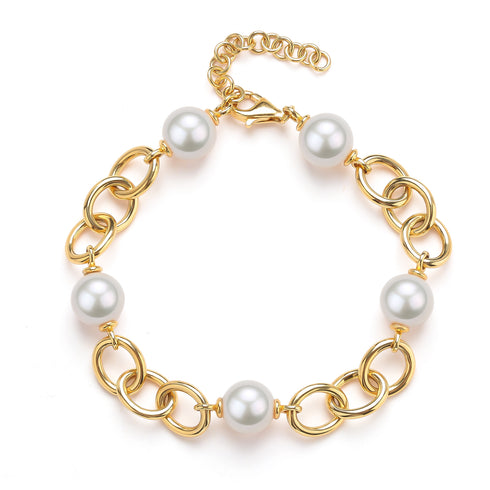 9-10mm Freshwater Pearl Chunky Silver Chain Bracelet - House Of Pearls